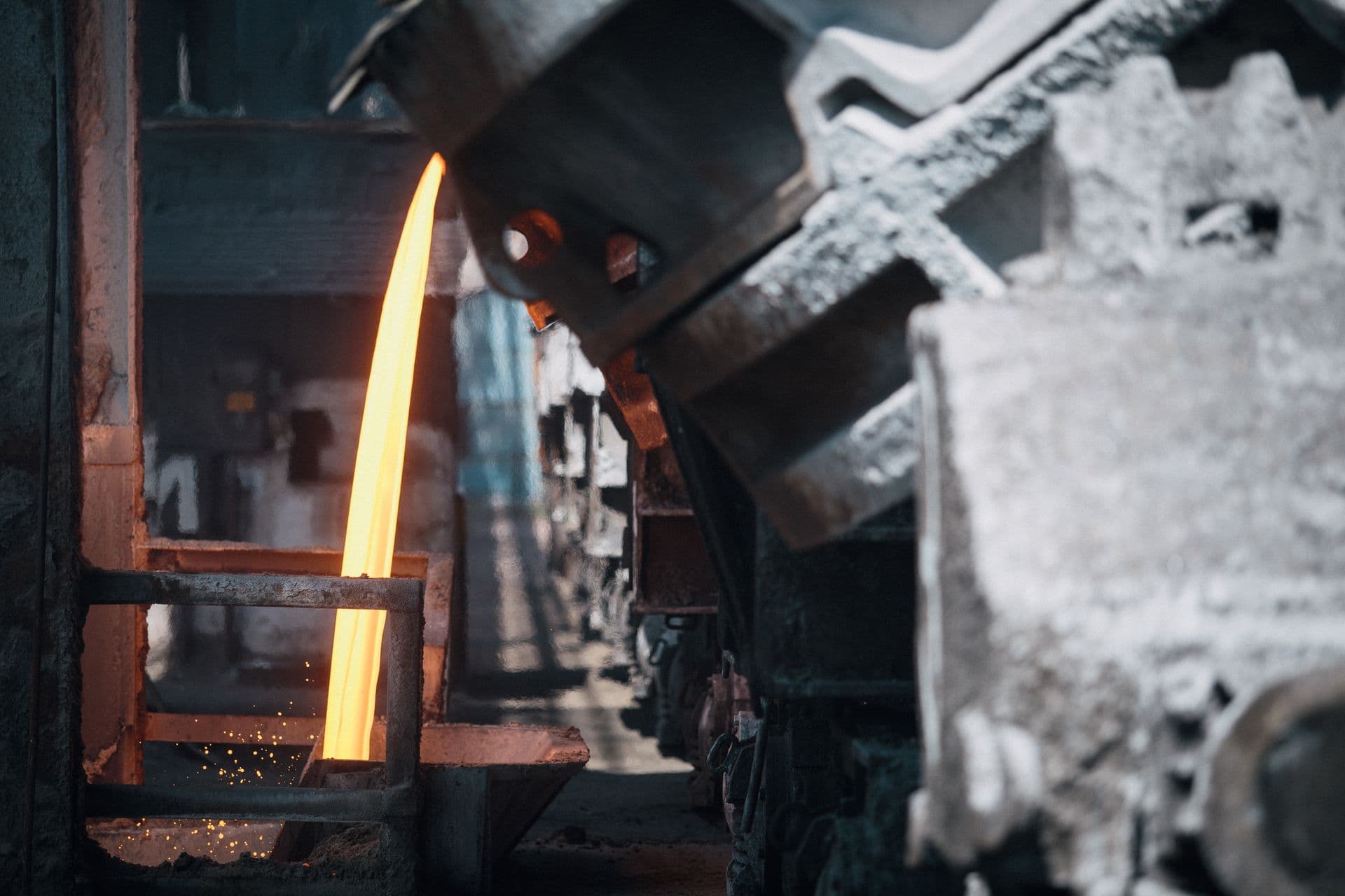 Molten aluminium being poured at the Amogh Recycling foundry